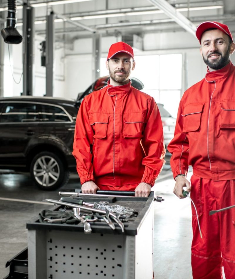 Portrait of an auto mechanics indoors Portrait of an auto mechanics indoors